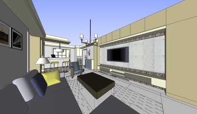  新中式客厅sketchup模型下载，客厅草图大师模型下载