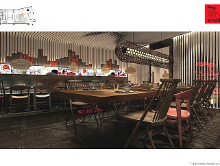 中式拉面馆快餐店施工图CAD图纸，餐厅cad设计图纸下载