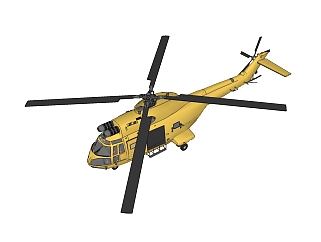 现代SA330美洲狮<em>直升机</em>草图大师模型下载，<em>直升机</em>su...