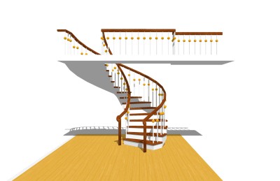 现代实木螺旋楼梯草图大师模型，实木螺旋楼梯sketchup模型免费下载