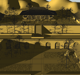 佛光寺草图大师模型下载、佛光寺su模型下载