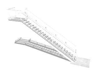 <em>现代钢结构</em>单跑楼梯草图大师模型，钢结构单跑楼梯...