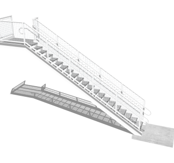 现代钢结构单跑楼梯草图大师模型，钢结构单跑楼梯sketchup模型免费下载