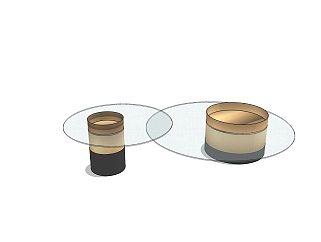 现代圆形玻璃茶几su模型，茶几sketchup模型下载