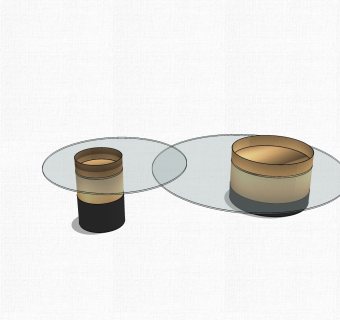 现代圆形玻璃茶几su模型，茶几sketchup模型下载