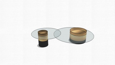 现代圆形玻璃茶几su模型，茶几sketchup模型下载