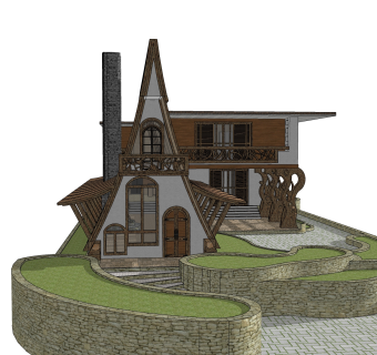 欧式别墅SU模型，别墅SKP模型下载