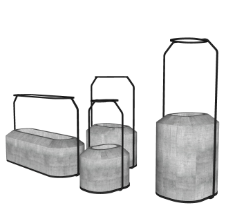 铁艺水泥摆件草图大师模型,现代装饰品su模型下载