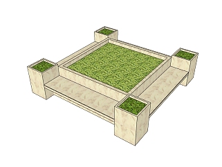 现代方形树池skb模型分享，树池<em>坐凳</em>草图大师模型免费...
