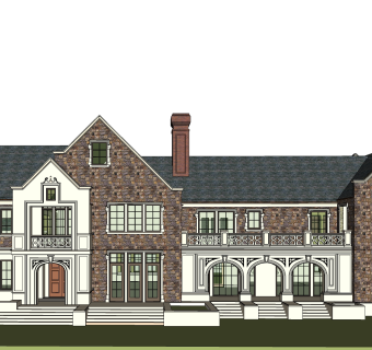 连排欧式别墅外观草图大师模型，SU模型免费下载