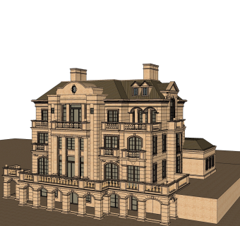 欧式别墅外观草图大师模型，SU模型免费下载