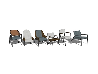现代单椅组合草图大师模型，单椅组合sketchup模型下载