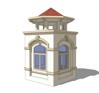 门卫亭草图大师模型， 门卫亭sketchup模型下载