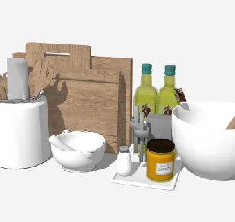  现代餐具组合草图大师模型，花餐具sketchup模型下载