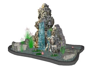 现代公园景观山水草图大师模型，公园景观山水sketchup模型下载