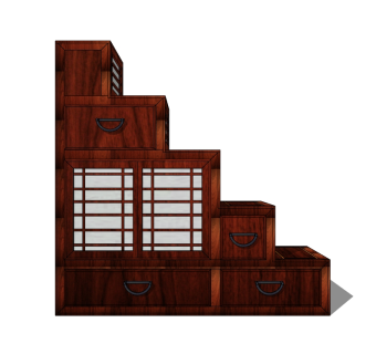 日式储物柜SU模型下载，储物柜草图大师模型sketchup模型