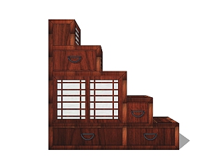 日式储物柜SU模型下载，储物柜草图大师模型sketchup模型