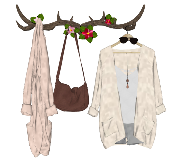 休闲创意挂衣架草图大师模型,服装店衣架su模型下载