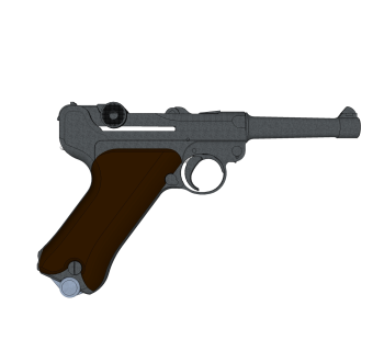 德国Luger鲁格P08手枪su模型，手枪草图大师模型下载
