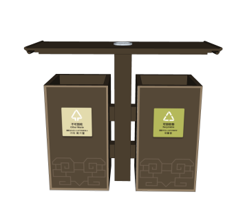 现代垃圾桶草图大师模型，垃圾桶SKB文件下载