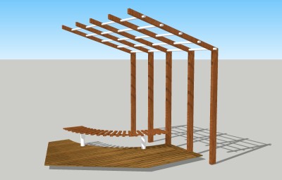 现代实木小廊架草图大师模型，实木小廊架sketchup模型下载