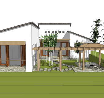 现代风格别墅草图大师模型下载，别墅SKP模型下载