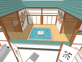 日式茶室sketchup模型下载，茶室草图大师模型