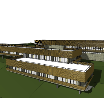现代山地别墅建筑草图大师模型下载、山地别墅建筑su模型下载