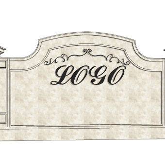 中式景观墙SU模型下载，景观墙skb模型分享