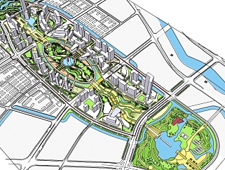 现代城市<em>交通</em>规划设计草图大师<em>模型</em>，城市规划sketchup...
