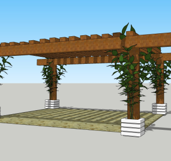 现代景观花架草图大师模型，景观花架sketchup模型下载