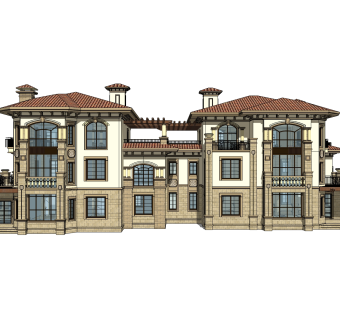 欧式别墅SU模型，别墅SKP模型下载