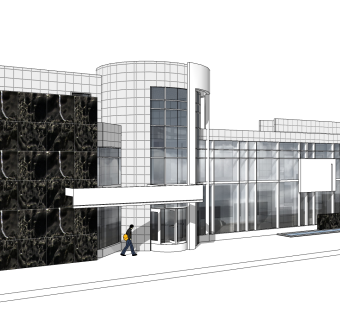 现代售楼处建筑方案草图大师模型，售楼部建筑sketchup模型免费下载