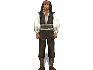 现代海盗船长草图大师模型，动漫角色su模型下载