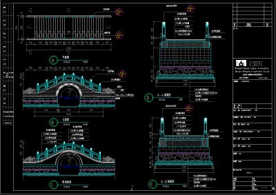 现代中式景观桥cad施工图，景观桥cad竣工图下载