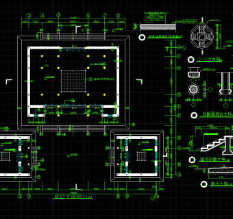 财神殿装修设计图，寺庙CAD建筑施工图下载