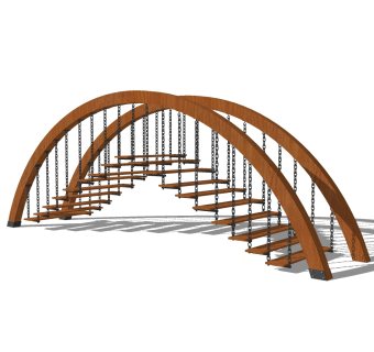 中式吊桥草图大师模型，吊桥sketchup模型免费下载