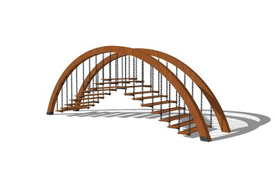中式吊桥草图大师模型，吊桥sketchup模型免费下载