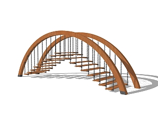 中式吊桥草图大师模型，吊桥sketchup模型免费下载