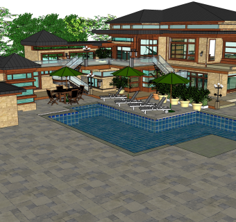 现代简约建筑会所模型，sketchup模型免费下载