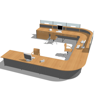 现代简约前台接待台skp模型，接待台skb文件下载