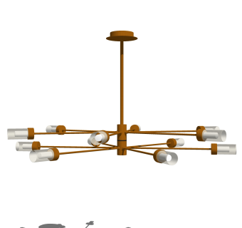 工业风吊灯草图大师模型，枝形铁艺吊灯效果图su模型下载