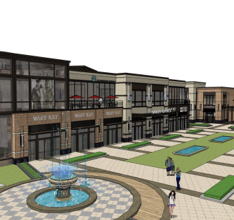 新中式沿街商业建筑草图大师模型，商业综合体sketchup模型免费下载