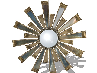 复古金属太阳装饰镜su模型,摆件草图大师模型下载