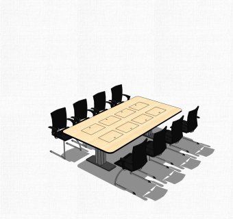 现代简约会议桌草图大师模型，会议桌skp模型下载