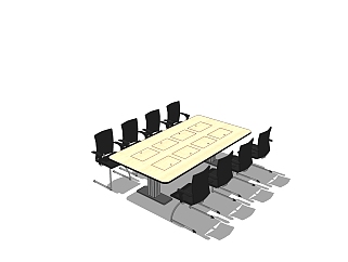 现代简约会议桌草图大师模型，会议桌skp模型下载