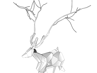 现代<em>几何</em>鹿雕塑su模型,摆件草图大师模型下载