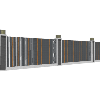 新中式大理石景观墙围墙草图大师模型，大理石景观墙围墙sketchup模型下载
