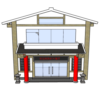 中式门头草图大师模型下载，门头sketchup模型