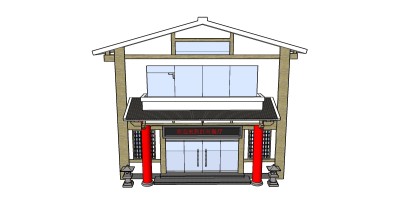 中式门头草图大师模型下载，门头sketchup模型